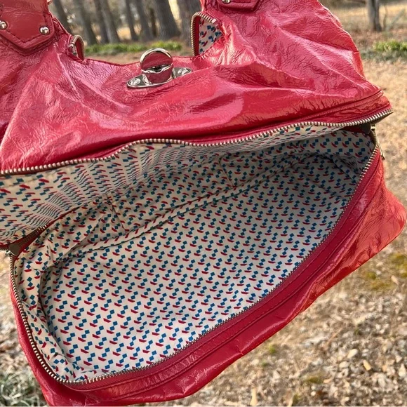 Marc Jacobs Pink Patent Leather Super K Tote Bag Purse Slouchy Y2K Bottom Zip